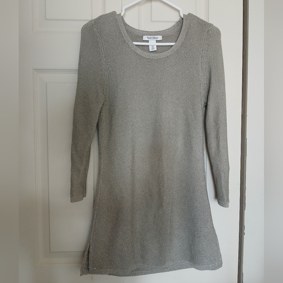 White House Black Market Dresses & Skirts - WHITE HOUSE BLACK MARKET Sage Silver Longsleeve Top, Size Medium (M)